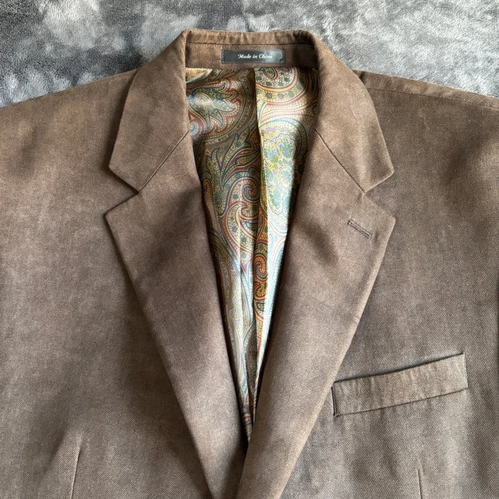 Lauren Ralph Lauren Mens Brown Faux Suede Two Button Blazer Sport‎ Coat 44R